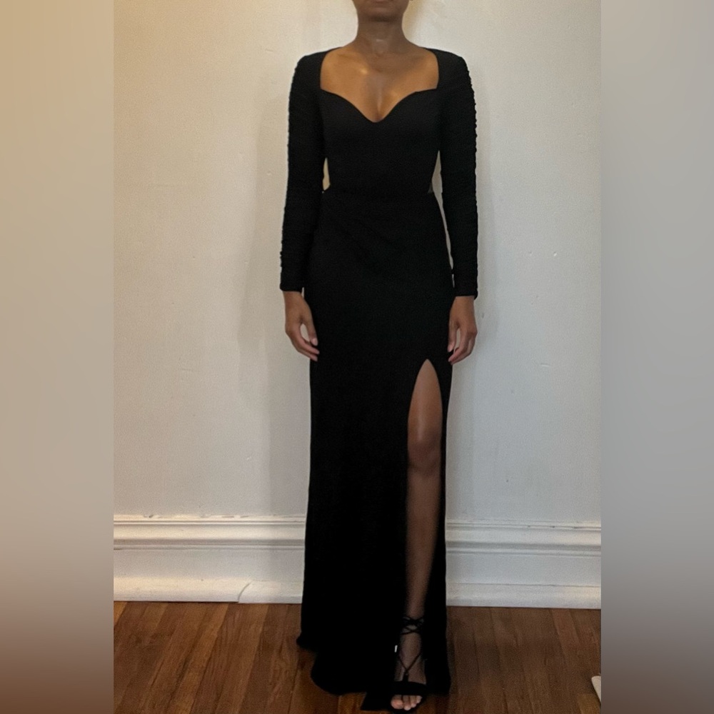 ASOS Design Black Sweetheart Cut Out Ruched Sleeve Maxi Dress